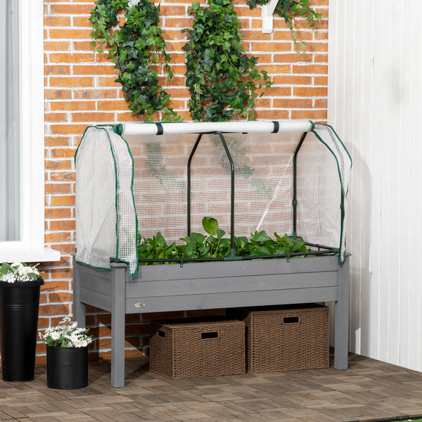 Potager sur Pieds surélevé avec bâche en PE Jardinière surélevée potager avec serre volume 104 L avec Trous de Drainage, Tissu non tissé, pour Plantes  Fleurs Légumes, 121x55x117cm gris foncé