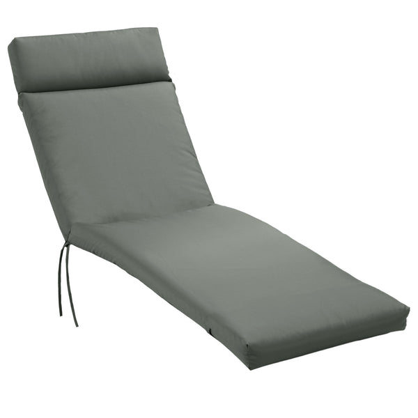 Coussins de chaise longue coussin bain de soleil - épais, confortable et rembourré - matelas transat avec 2 attaches, polyester 180 g/m², 196 x 55 x 8 cm, gris foncé