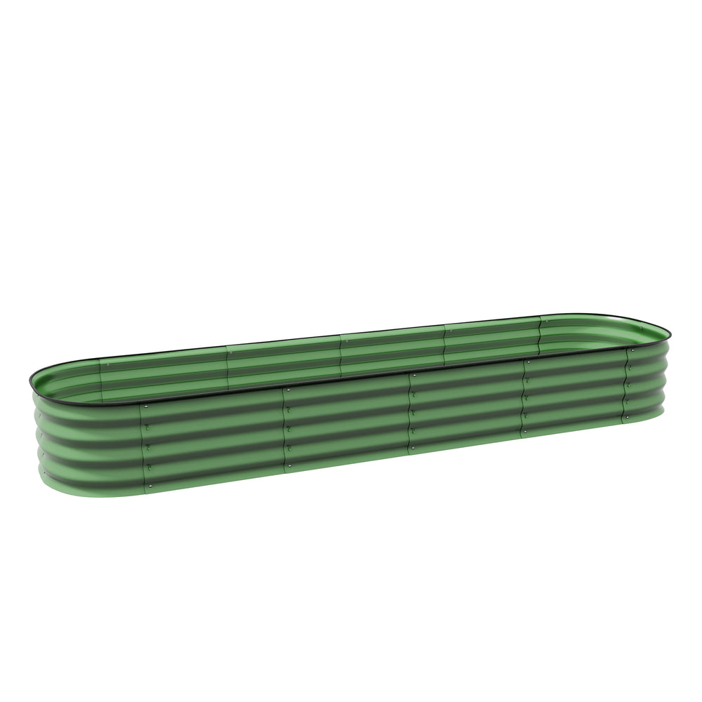 Jardinière surélevée carré potager de jardin en acier modulable pour légumes, plantes, fleurs, dim. 240 x 62 x 30cm, vert