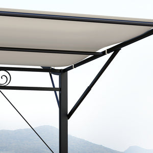Pergola tonnelle de jardin avec auvent réglable acier polyester haute densité crème