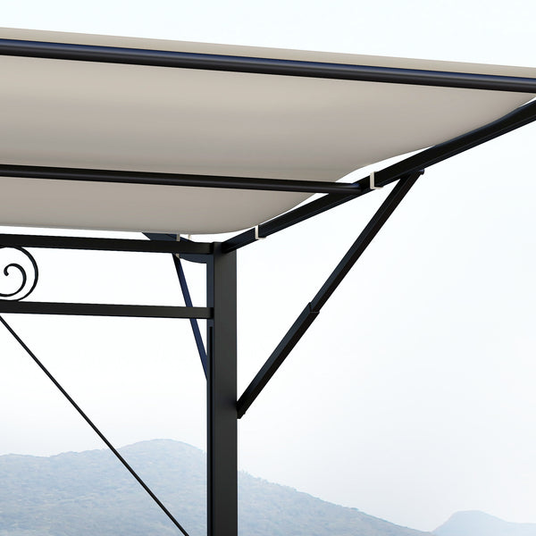 Pergola tonnelle de jardin avec auvent réglable acier polyester haute densité crème
