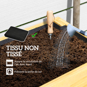 Jardinière sur pieds, carré potager de jardin sur pieds avec 2 trous de drainage, potager surélevé en bois pour fleurs, herbes, légumes, 100 x 30 x  70,5 cm, bois naturel
