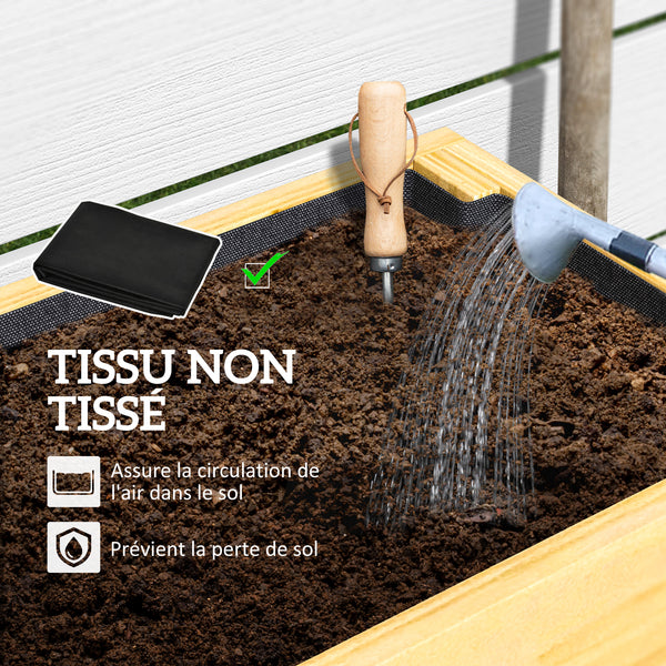 Jardinière sur pieds, carré potager de jardin sur pieds avec 2 trous de drainage, potager surélevé en bois pour fleurs, herbes, légumes, 100 x 30 x  70,5 cm, bois naturel