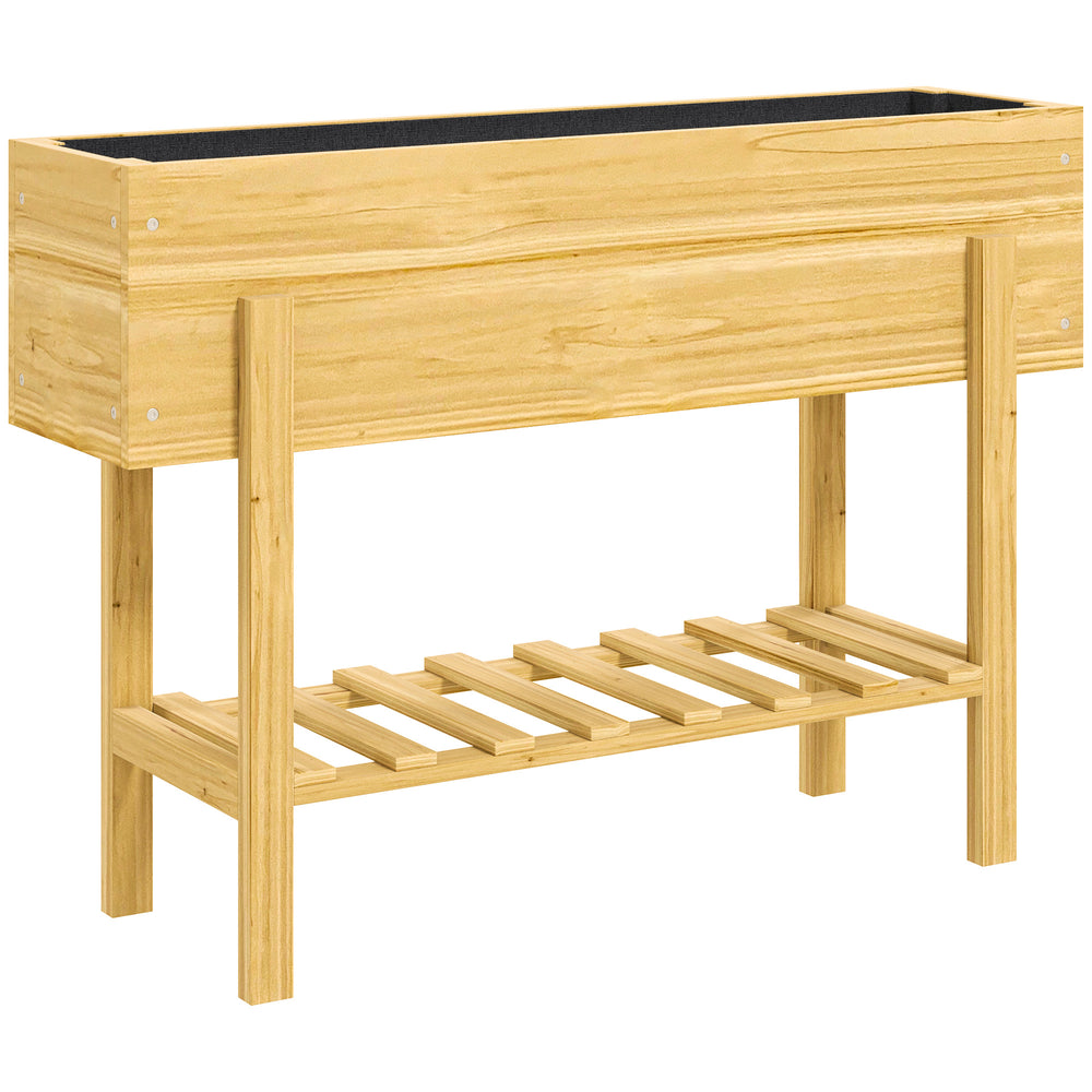 Jardinière sur pieds, carré potager de jardin sur pieds avec 2 trous de drainage, potager surélevé en bois pour fleurs, herbes, légumes, 100 x 30 x  70,5 cm, bois naturel