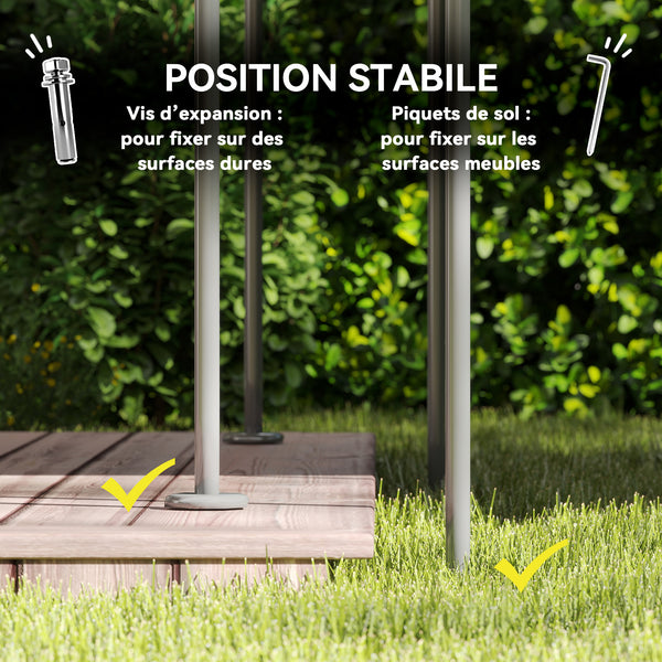 Tonnelle de jardin extérieur 3x4m, 6 colonnes en métal - pavillon de jardin avec double toit respirant - barnum 12 oeillets de drainage et abri solaire pour terrasse & événements, kaki