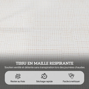 Bain de soleil chaise longue pliante avec appuie-tête, trou de lecture, dossier inclinable en textilène, transat jardin extérieur pour plage relax camping piscine terrasse, crème