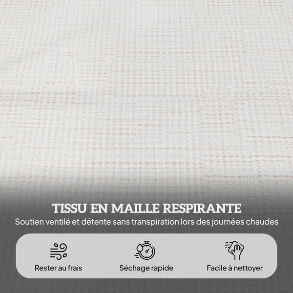 Bain de soleil chaise longue pliante avec appuie-tête, trou de lecture, dossier inclinable en textilène, transat jardin extérieur pour plage relax camping piscine terrasse, crème