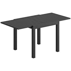 Table de jardin extensible en aluminium - table extérieur 4-6 personnes avec rallonge auto-stockée - mobilier de jardin résistant aux intempéries pour terrasse et balcon, 80-160 x 80 cm, noir