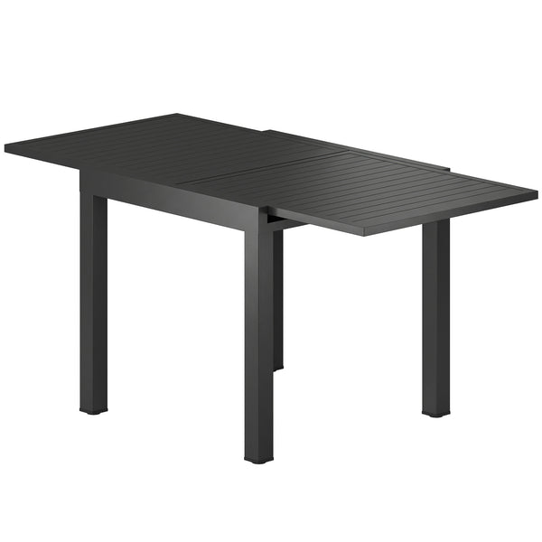 Table de jardin extensible en aluminium - table extérieur 4-6 personnes avec rallonge auto-stockée - mobilier de jardin résistant aux intempéries pour terrasse et balcon, 80-160 x 80 cm, noir