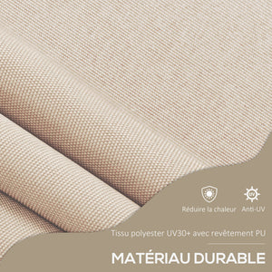 Store banne autoportant manuel auvent rétractable 2,5L x 1,2l x 2,1-3H m inclinaison réglable pour balcon sans trous à percer métal alu polyester sable