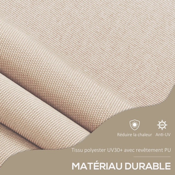 Store banne autoportant manuel auvent rétractable 2,5L x 1,2l x 2,1-3H m inclinaison réglable pour balcon sans trous à percer métal alu polyester sable