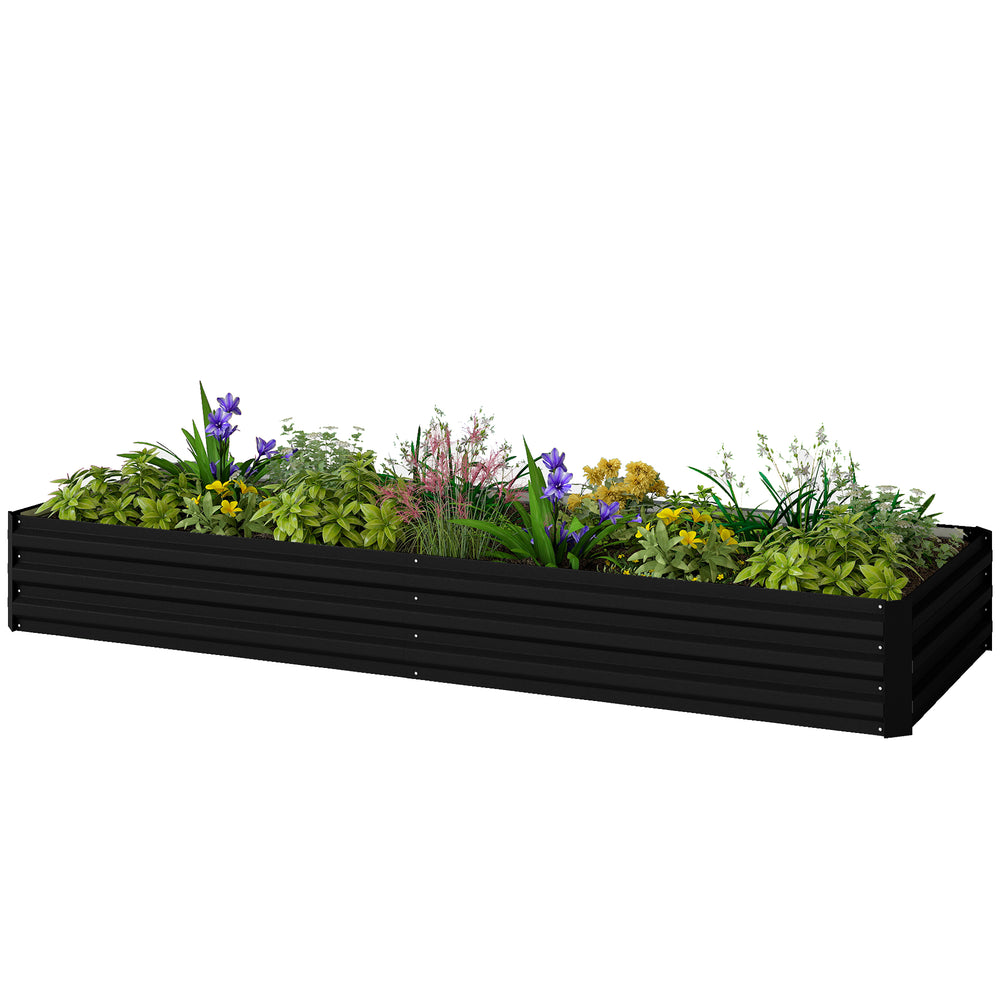 Carré Potager en Métal Modulable - Potager Surélevé 241x90,5x30cm en Acier Galvanisé - Jardinière Extérieur Anti-Rouille pour Légumes et Fleurs, Noir