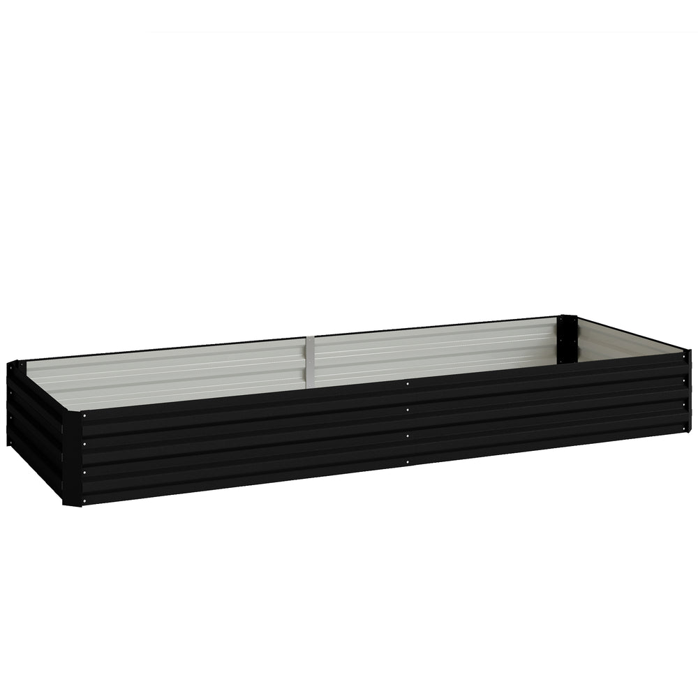 Carré Potager en Métal Modulable - Potager Surélevé 241x90,5x30cm en Acier Galvanisé - Jardinière Extérieur Anti-Rouille pour Légumes et Fleurs, Noir