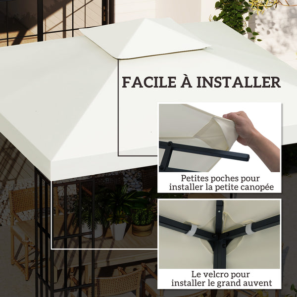 Toit de Remplacement pour Gazebo de Jardin Toile de Rechange pour pavillon tonnelle Tente 3 x 3 m Crème