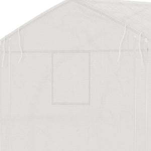 Serre de jardin tunnel, 10,4 m², serre de jardin, anti-UV, porte zippée enroulable, fenêtres en maille, tube d'acier galvanisé et PE 140g/㎡, 350 x 300 x 200 cm, blanc