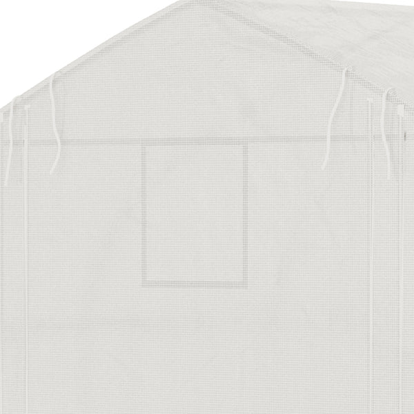 Serre de jardin tunnel, 10,4 m², serre de jardin, anti-UV, porte zippée enroulable, fenêtres en maille, tube d'acier galvanisé et PE 140g/㎡, 350 x 300 x 200 cm, blanc