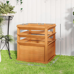 Jardinière avec treillis, lit surélevé de jardin, jardinière extérieure fond ouvert, bac à fleurs en bois pour balcon terrasse patio, 65 x 65 x 73 cm, marron clair