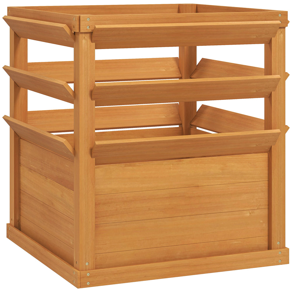 Jardinière avec treillis, lit surélevé de jardin, jardinière extérieure fond ouvert, bac à fleurs en bois pour balcon terrasse patio, 65 x 65 x 73 cm, marron clair