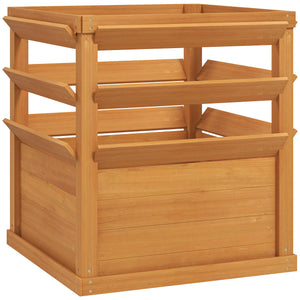 Jardinière avec treillis, lit surélevé de jardin, jardinière extérieure fond ouvert, bac à fleurs en bois pour balcon terrasse patio, 65 x 65 x 73 cm, marron clair