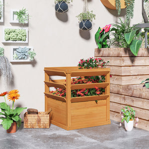Jardinière avec treillis, lit surélevé de jardin, jardinière extérieure fond ouvert, bac à fleurs en bois pour balcon terrasse patio, 65 x 65 x 73 cm, marron clair