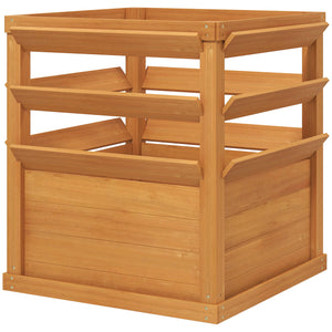 Jardinière avec treillis, lit surélevé de jardin, jardinière extérieure fond ouvert, bac à fleurs en bois pour balcon terrasse patio, 65 x 65 x 73 cm, marron clair