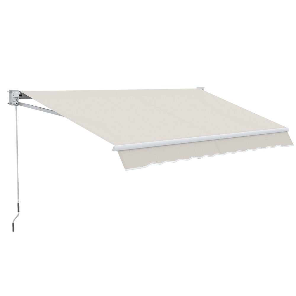 Store banne manuel rétractable 200 x 250 cm store exterieur terrasse avec manivelle métallique, imperméable et anti-UV, aluminium et polyester 280 g/m², protection UV, crème
