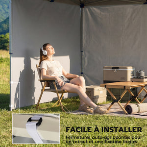 Lot de 3 parois latérales pour tonnelle de 3 x 3 m, Panneaux Latéraux pour pavillon, fermeture éclair, en tissu Oxford, blanc