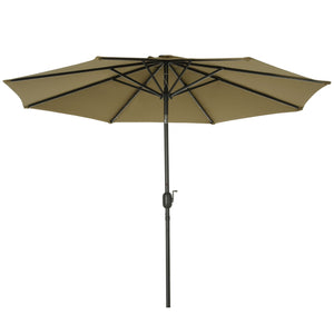 Parasol de jardin Parasol droit Parasol octogonal inclinable Ø 2,7 x 2,4 m lumineux solaire 24 LED polyester haute densité 180 g/m² marron