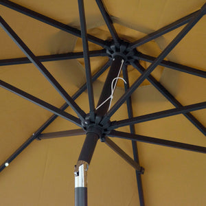 Parasol de jardin Parasol droit Parasol octogonal inclinable Ø 2,7 x 2,4 m lumineux solaire 24 LED polyester haute densité 180 g/m² marron