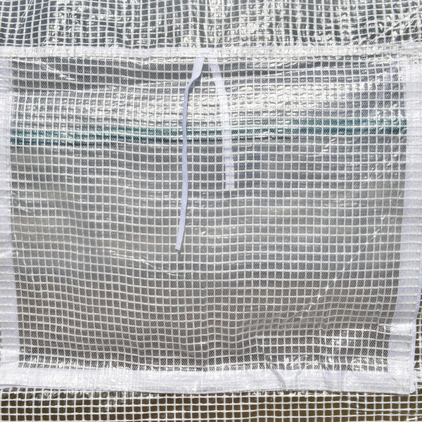 Serre Tunnel de Jardin dim. 6 x 3 x 2 m Porte + 8 fenêtres enroulables Acier bâche PE Haute densité Blanc