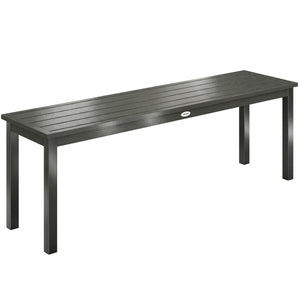 Banc de Jardin en Métal, Banc d'extérieur 2 Places avec Assise à Lattes Effet Bois, Sans Dossier, Banquette de Jardin Cadre Acier pour Patio, Balcon, Parc, Capacité 240 kg, 130x34x43cm, Gris