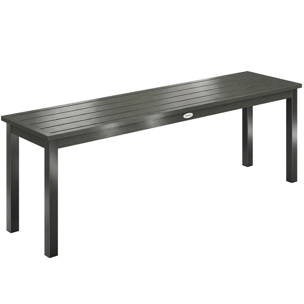 Banc de Jardin en Métal, Banc d'extérieur 2 Places avec Assise à Lattes Effet Bois, Sans Dossier, Banquette de Jardin Cadre Acier pour Patio, Balcon, Parc, Capacité 240 kg, 130x34x43cm, Gris