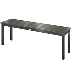 Banc de Jardin en Métal, Banc d'extérieur 2 Places avec Assise à Lattes Effet Bois, Sans Dossier, Banquette de Jardin Cadre Acier pour Patio, Balcon, Parc, Capacité 240 kg, 130x34x43cm, Gris