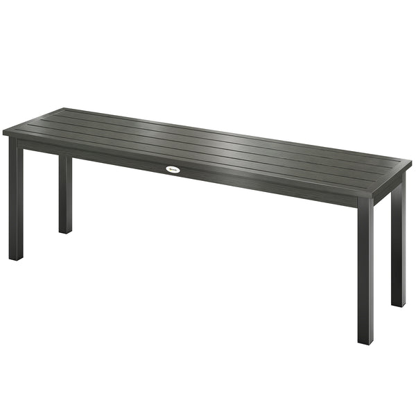 Banc de Jardin en Métal, Banc d'extérieur 2 Places avec Assise à Lattes Effet Bois, Sans Dossier, Banquette de Jardin Cadre Acier pour Patio, Balcon, Parc, Capacité 240 kg, 130x34x43cm, Gris