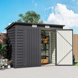 Abri de jardin en métal 3 m² facile à monter, cabane de jardin 249x121x183cm structure en acier galvanisé améliorée, cabanon rangement outils gants portes verrouillables 2 aérations, gris