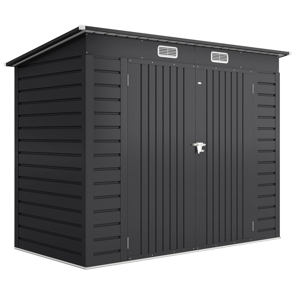 Abri de jardin en métal 3 m² facile à monter, cabane de jardin 249x121x183cm structure en acier galvanisé améliorée, cabanon rangement outils gants portes verrouillables 2 aérations, gris