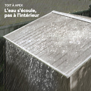 Abri de jardin en métal 5,4 m² cabane de jardin 277 x 195 x 192 cm cabanon rangement outils avec fondation, porte coulissante verrouillables et 4 aérations - marron clair