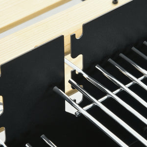 Barbecue à charbon BBQ grill sur pied avec double gril réglable 2 roues et 2 étagères dim. 113L x 53,5l x 82,5H cm noir