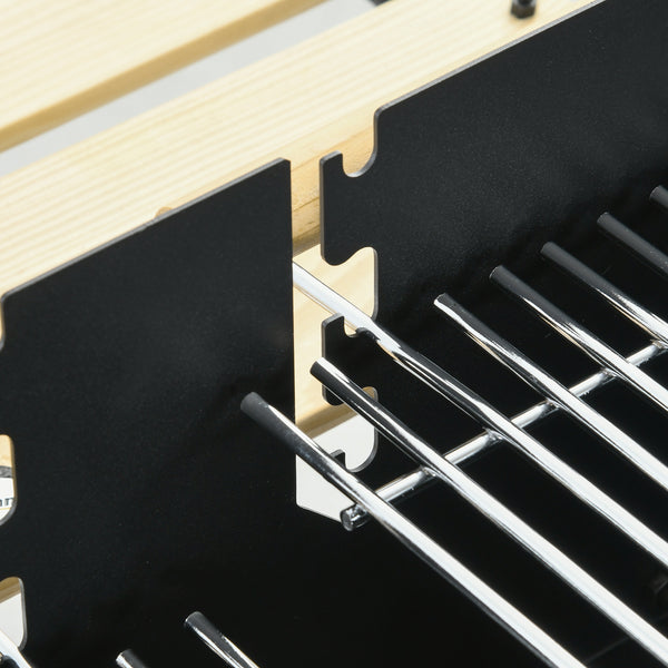 Barbecue à charbon BBQ grill sur pied avec double gril réglable 2 roues et 2 étagères dim. 113L x 53,5l x 82,5H cm noir