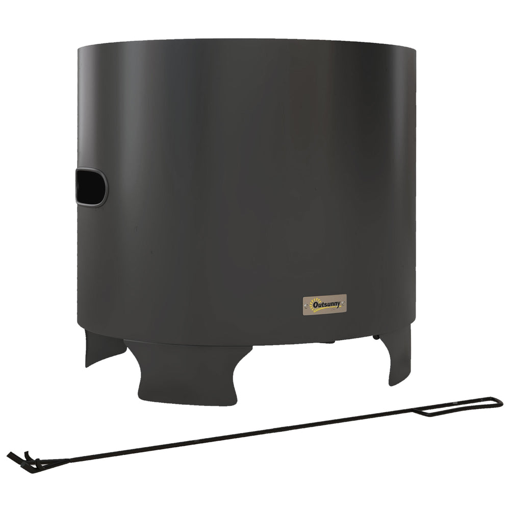 Brasero sans fumée foyer à bois extérieur rond portable en métal avec pot intérieur en acier inoxydable tisonnier poignées rainurées - diamètre 45 cm - noir