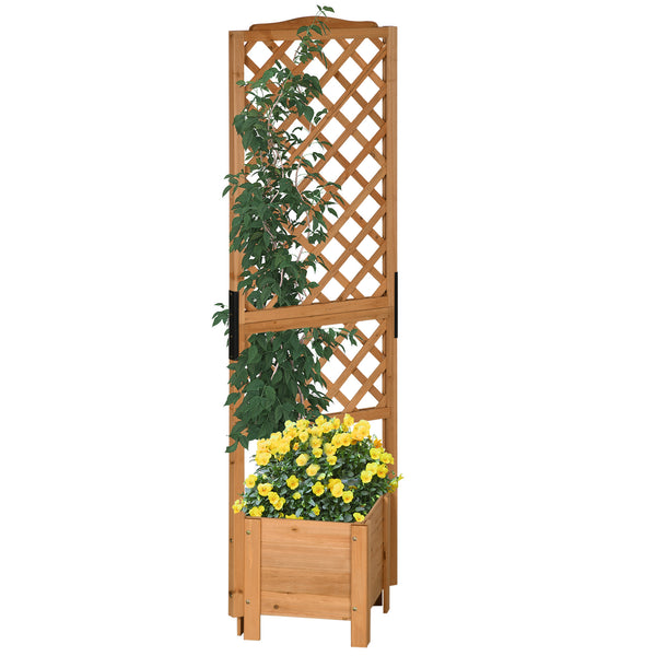 Jardinière avec treillis sur pieds pour fleurs plantes - dim. 54,5L x 52l x 180H cm - Bois Sapin pré-huilé