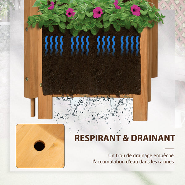 Jardinière avec treillis sur pieds pour fleurs plantes - dim. 54,5L x 52l x 180H cm - Bois Sapin pré-huilé