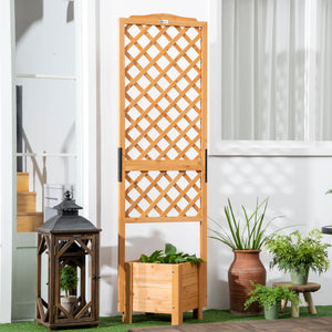 Jardinière avec treillis sur pieds pour fleurs plantes - dim. 54,5L x 52l x 180H cm - Bois Sapin pré-huilé
