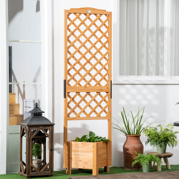 Jardinière avec treillis sur pieds pour fleurs plantes - dim. 54,5L x 52l x 180H cm - Bois Sapin pré-huilé