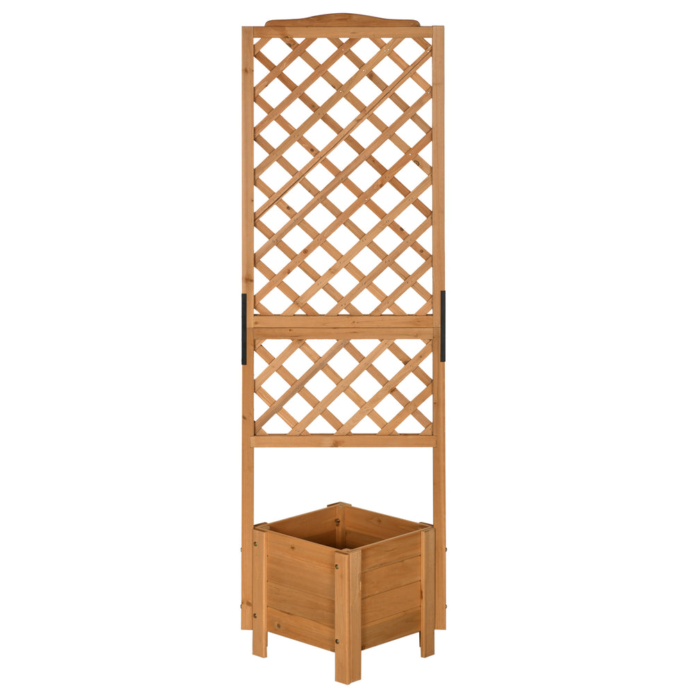 Jardinière avec treillis sur pieds pour fleurs plantes - dim. 54,5L x 52l x 180H cm - Bois Sapin pré-huilé