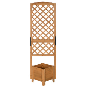 Jardinière avec treillis sur pieds pour fleurs plantes - dim. 54,5L x 52l x 180H cm - Bois Sapin pré-huilé