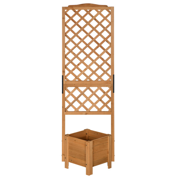 Jardinière avec treillis sur pieds pour fleurs plantes - dim. 54,5L x 52l x 180H cm - Bois Sapin pré-huilé