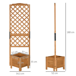 Jardinière avec treillis sur pieds pour fleurs plantes - dim. 54,5L x 52l x 180H cm - Bois Sapin pré-huilé