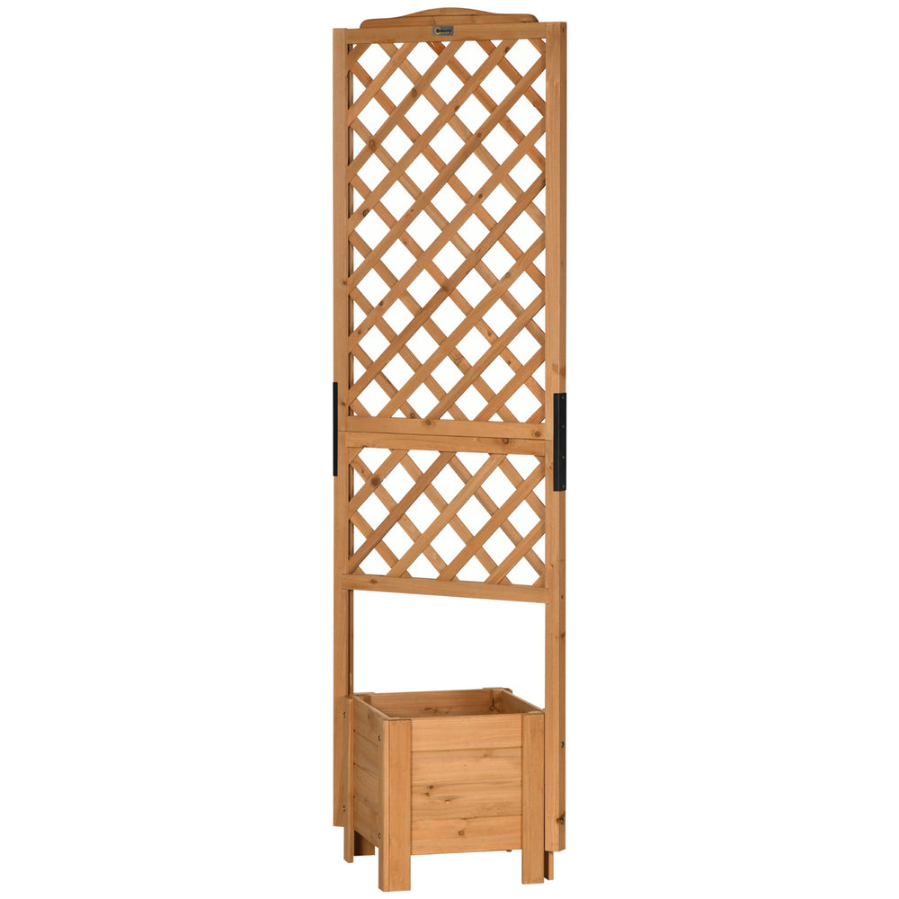 Jardinière avec treillis sur pieds pour fleurs plantes - dim. 54,5L x 52l x 180H cm - Bois Sapin pré-huilé