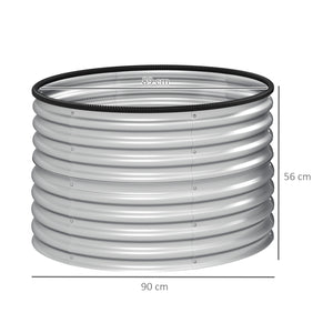 Lot de 2 jardinières surélevées kit de jardinière ronde surélevée fonds ouverts joints en caoutchouc protecteurs en acier galvanisé argent